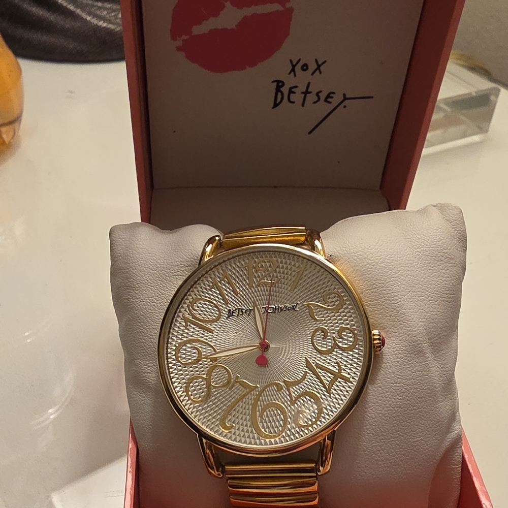 Betsey Johnson Gold and Pink Women's Watch